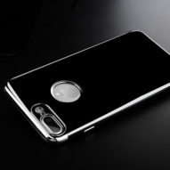 iPhone 7 Plus / 8 Plus Ultra Thin Black Glossy Gel & Chrome Effect Trim Case