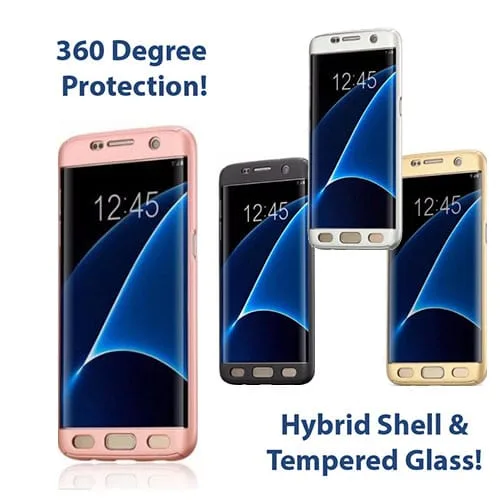 s7360hybrid-1 Samsung G930F Galaxy S7 360º Ultra Thin Hard Hybrid Case & Tempered Glass - Image 1