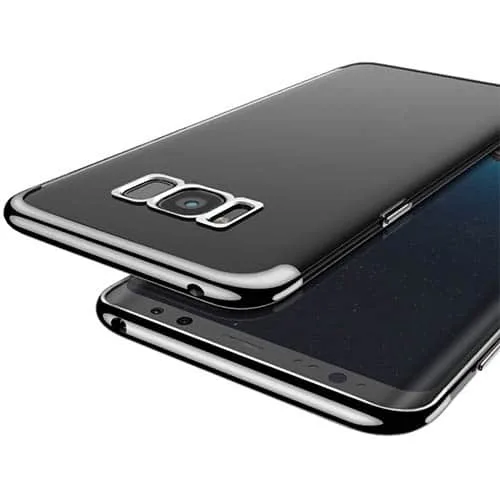 Samsung Galaxy S8 Plus Ultra Thin Black Glossy Gel & Chrome Effect Trim Case - Image 2