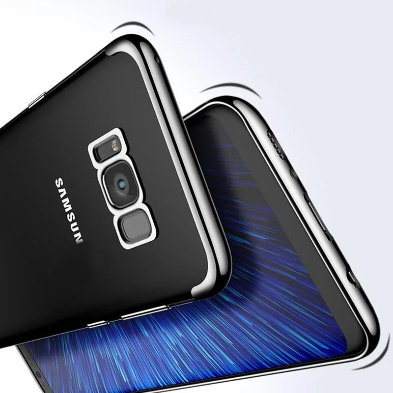 Samsung Galaxy S8 Plus Ultra Thin Clear Gel & Chrome Effect Trim Case - Image 2