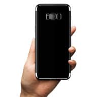 Samsung Galaxy S8 Plus Ultra Thin Black Glossy Gel & Chrome Effect Trim Case
