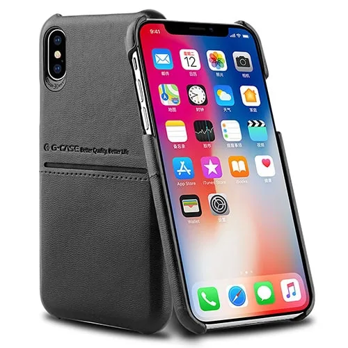 cardcoolblack-2 G-Case Cardcool Series Premium PU Leather Case With Card Slot - iPhone X / XS - Image 1