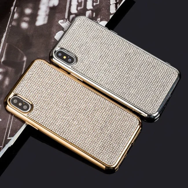 iPhone X / XS Ultra Thin Gel With Chrome & Diamond Effect - Image 1