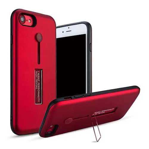 iph7fingerall iPhone 6 / 6s / 7 / 8 Dual-Layer Shockproof Finger Strap Stand Case - Image 1