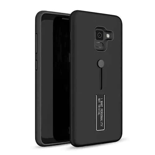 samblackfinger Samsung J600F Galaxy J6 2018 Dual-Layer Shockproof Finger Strap Stand Case - Image 1