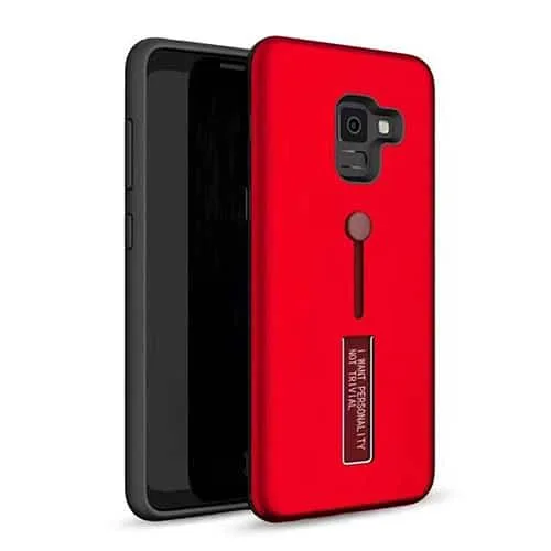 Samsung Galaxy J4 Plus Dual-Layer Shockproof Finger Strap Stand Case - Image 1