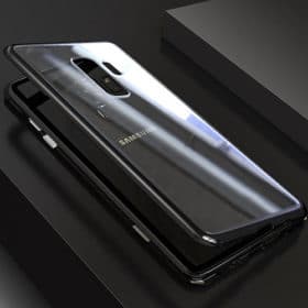 Samsung G965 Galaxy S9 Plus Magnetic Absorption Metal Case With Tempered Glass Back