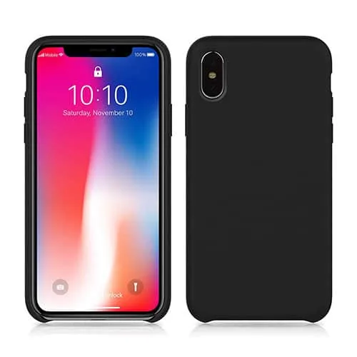 xsblksil.jpg iPhone XS Max Silicone Liquid Rubber Soft Feel Case - Image 1