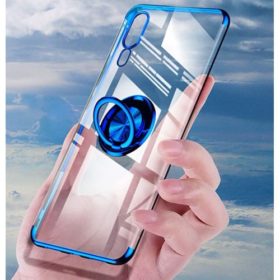 Samsung Galaxy A30 Ultra Thin Clear Gel & Chrome Effect Case With Magnetic Ring Stand