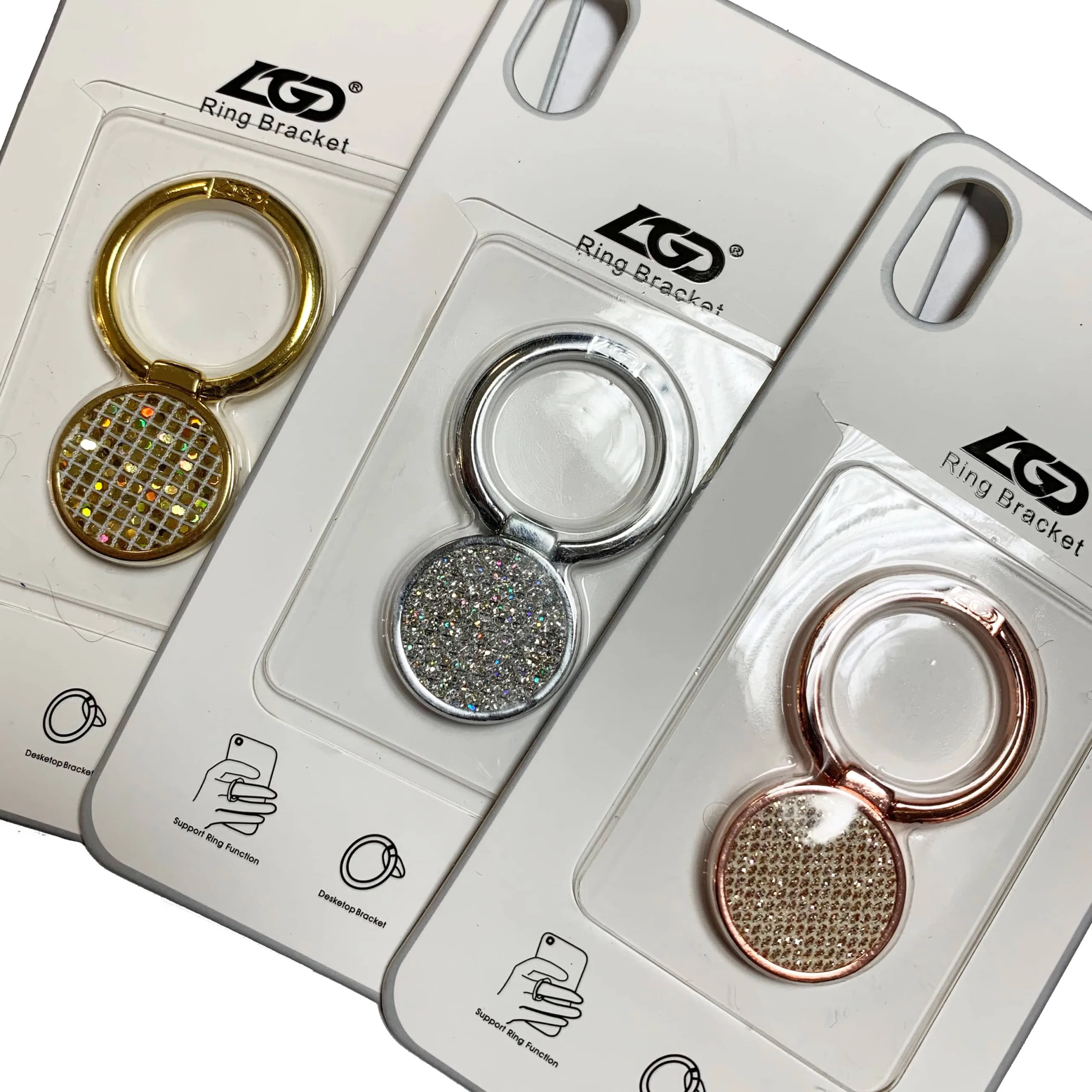 Metal Ring Bracket With Glitter Effect