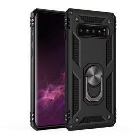 Samsung Galaxy S10 Hybrid Dual-Layer Armour Case With Magnetic Ring Stand - Black