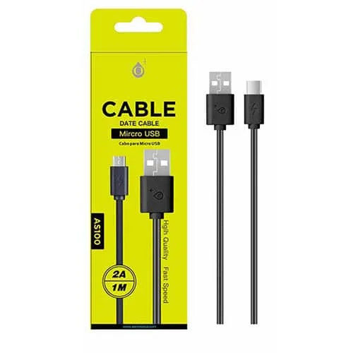 as100blk.jpg Micro USB 2A 1 Metre Charge / Data Sync Cable – Retail Packed - Image 1