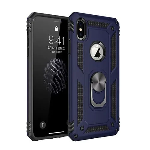 iPhone X / XS Hybrid Dual-Layer Armour Case With Magnetic Ring Stand - Image 2