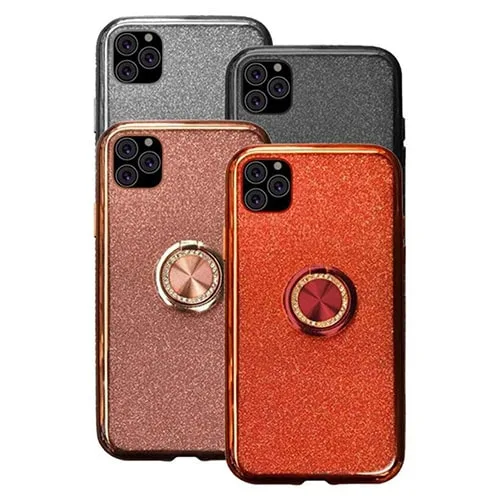 iPhone 11 Ultra Thin Clear Gel Case With Diamond, Glitter & Ring