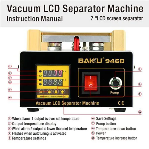 BAKU BK-946D LCD Separating Machine With Hot Plate & Suction - Image 2