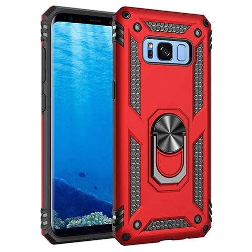s8redring.jpg Samsung Galaxy S8 Hybrid Dual-Layer Armour Case With Magnetic Ring Stand - Red