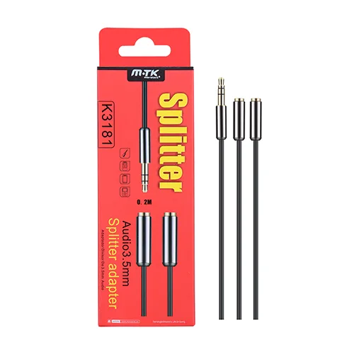 k3181.jpg High Quality 3.5mm 0.2 Metre Audio Splitter Cable - K3181 - Image 1