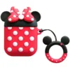 Apple AirPods 1 & 2 Minnie Mouse Silicone Case Protective Cover With Finger Ring Hanger