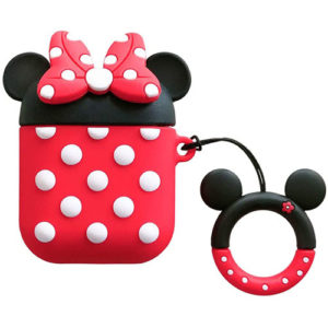 Apple AirPods 1 & 2 Minnie Mouse Silicone Case Protective Cover With Finger Ring Hanger