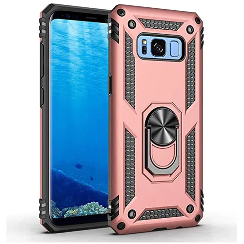 s8rosegoldring.jpg Samsung Galaxy S8 Hybrid Dual-Layer Armour Case With Magnetic Ring Stand - Rose Gold