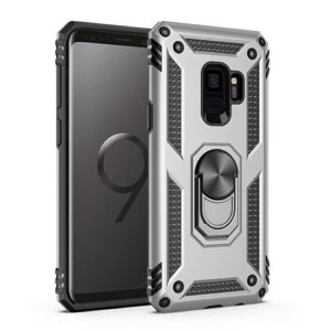 Samsung Galaxy S9 Hybrid Dual-Layer Armour Case With Magnetic Ring Stand - Silver