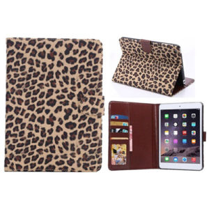 iPad Leopard Print Folio Wallet Case With Card Slots - All Models
