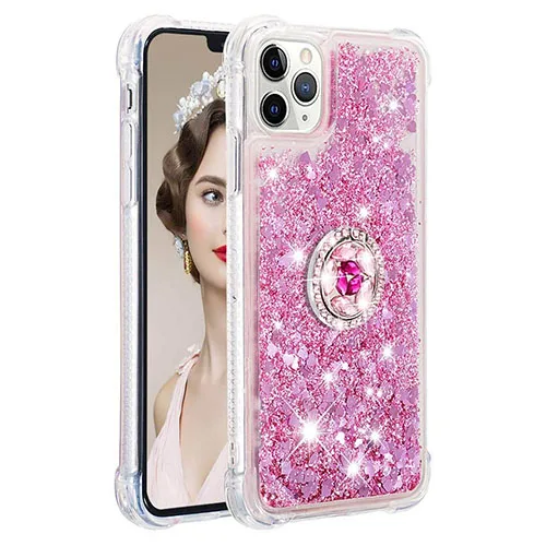 iPhone Liquid Glitter Filled Bling Diamond Ring Stand Case - Image 2