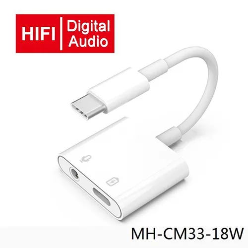 mhcm3318w.jpg Premium Type-C 2in1 Power & 3.5MM Handsfree Adapter MH-CM33-18W
