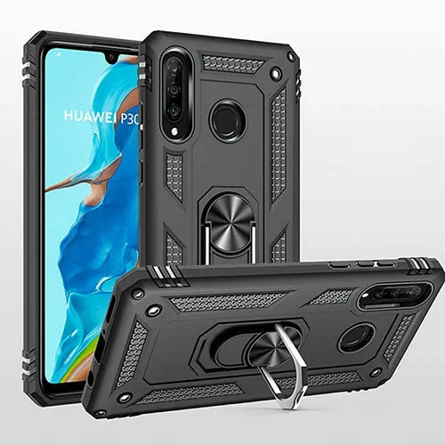 Huawei P30 lite Hybrid Dual-Layer Armour Case With Magnetic Ring Stand - Image 1