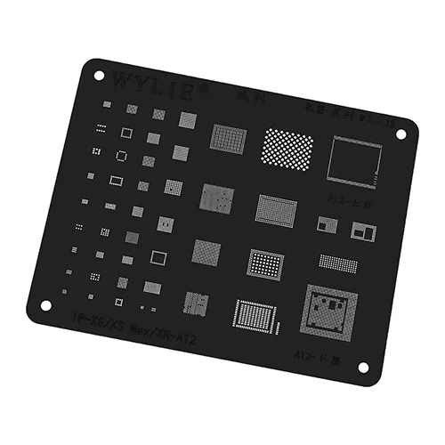Wylie Black iPhone 5, 6, 7, 8, X, XS, 11 / 11 Pro / 11 Pro Max BGA Re-Balling Stencil Template