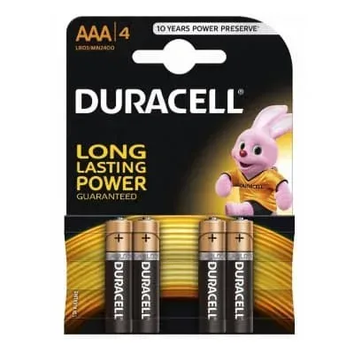 4 x Duracell MN2400 AAA Alkaline Batteries