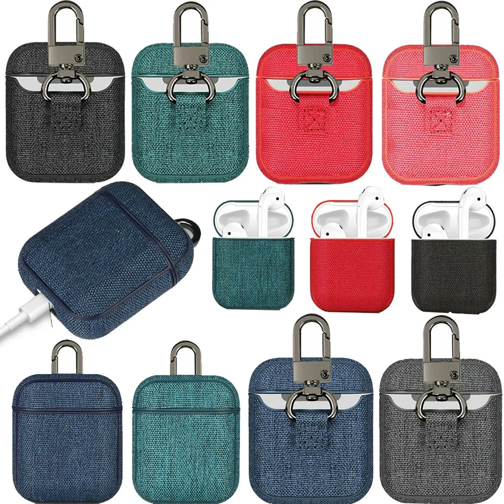 airpodcanvas-1.jpg Apple AirPods 1 & 2 Canvas Case Protective Cover With Keychain Hanger
