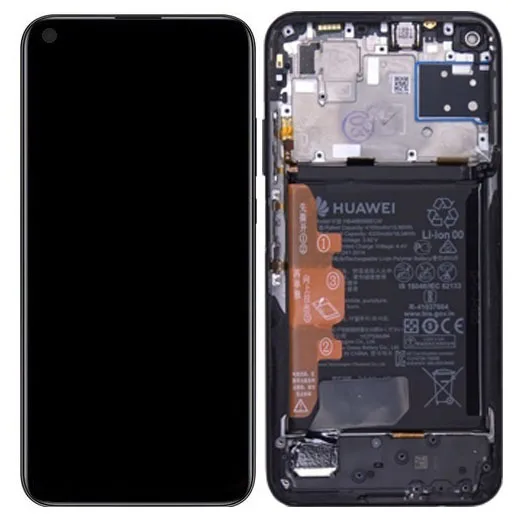 Genuine Huawei P40 Lite LCD Screen & Touch Digitiser With Frame & Battery - Midnight Black - 14 Day