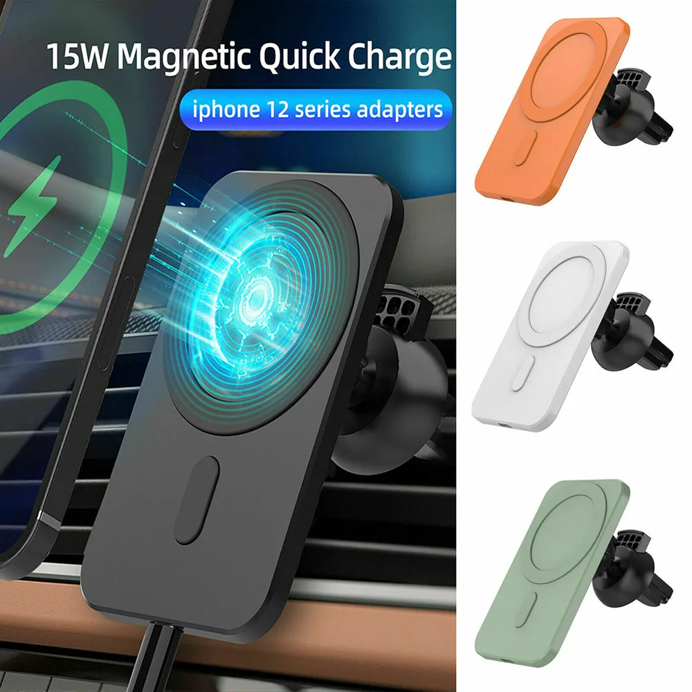 Magnetic Windscreen / Vent Car Mount Holder 15W Wireless Charger for iPhone 12 Series - Image 1