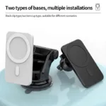 Magnetic Windscreen / Vent Car Mount Holder 15W Wireless Charger for iPhone 12 Series - Image 2