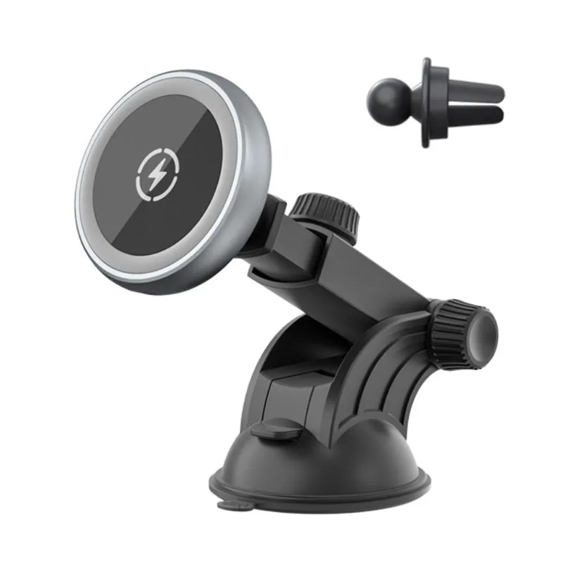 Magnetic Windscreen / Vent Car Circular Mount Holder 15W Wireless Charger for iPhone 12 Series - Image 2