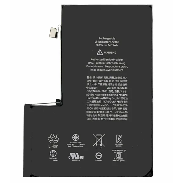 AAA Quality A2466 3687mAh Replacement Battery For iPhone 12 Pro Max