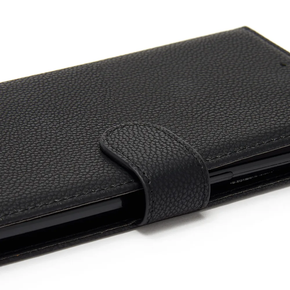 Nokia 1.4 Premium Litchi Style PU Leather Wallet Book Case Cover Card Holder - Black - Image 2