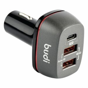 budi 20W PD 3 Port USB Type-C 3.0 Fast Charge Zinc Alloy Metal Car Charger