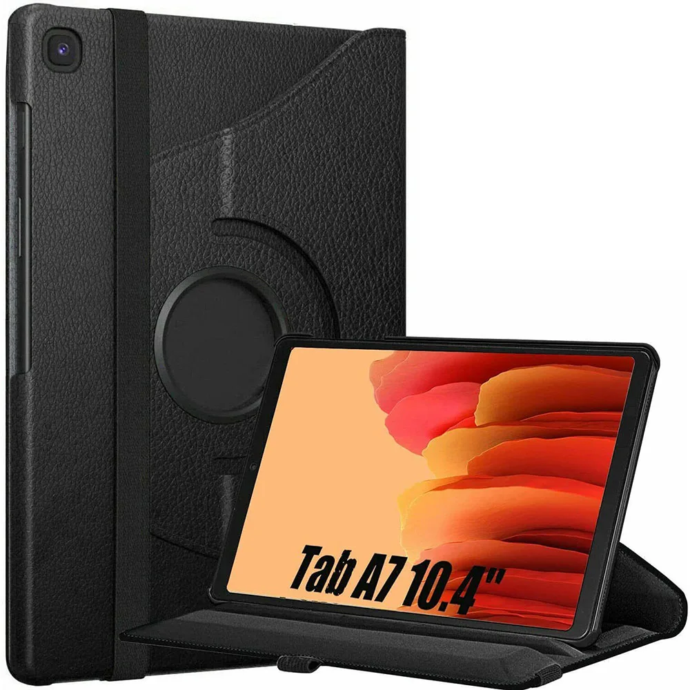 t500rotatblk.jpeg 360 Degree Rotating Smart PU Leather Stand Case Cover For Samsung T500 T505 Galaxy Tab A7 10.4 - Image 1