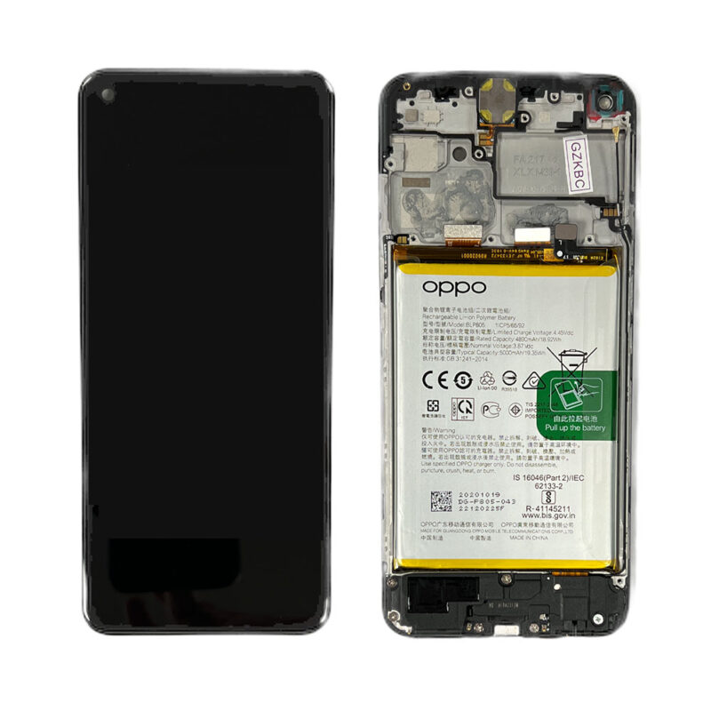 LCD Screen & Touch Digitiser With Frame & Battery For Oppo A53 – OEM Pulled