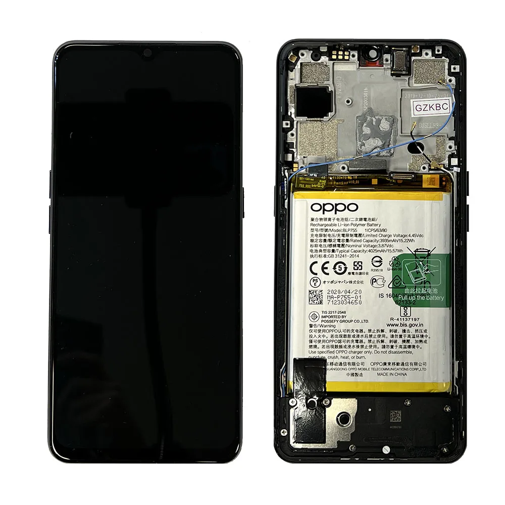 findx2litelcd.jpg LCD Screen & Touch Digitiser With Frame & Battery For Oppo Find X2 Lite – Black - OEM Pulled