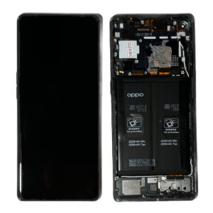 LCD Screen & Touch Digitiser With Frame & Battery For Oppo Find X3 Neo – Black – OEM Pulled