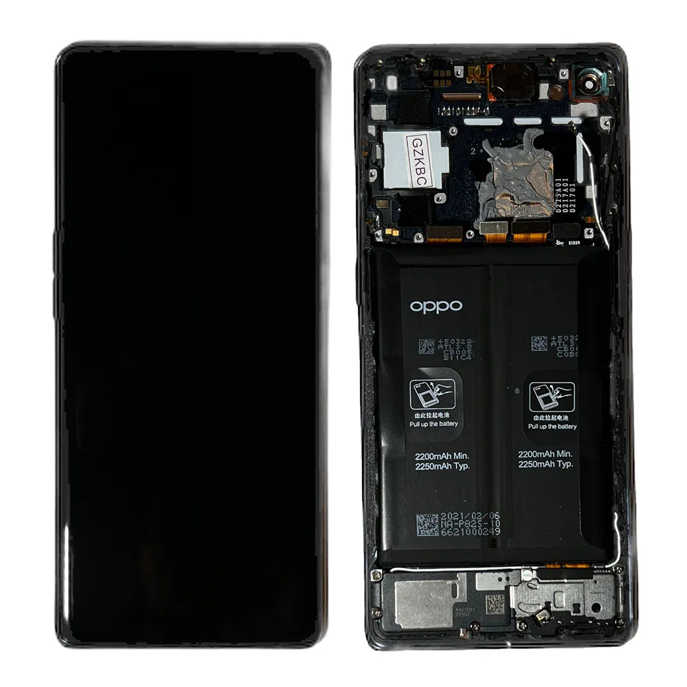 LCD Screen & Touch Digitiser With Frame & Battery For Oppo Find X3 Neo – Black – OEM Pulled