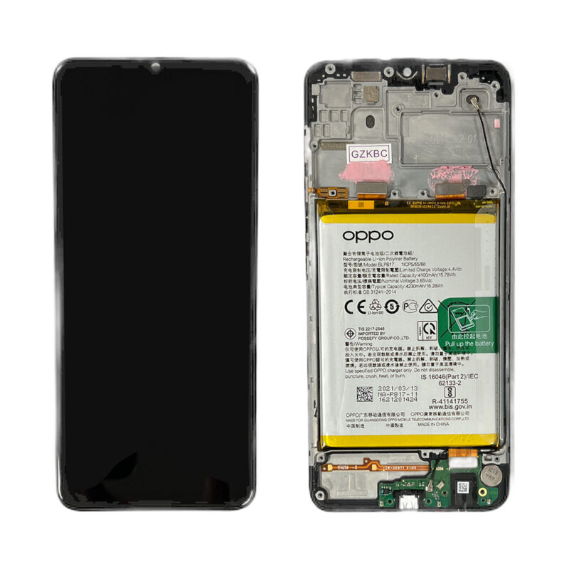 LCD Screen & Touch Digitiser With Frame & Battery For Oppo A15 – OEM Pulled