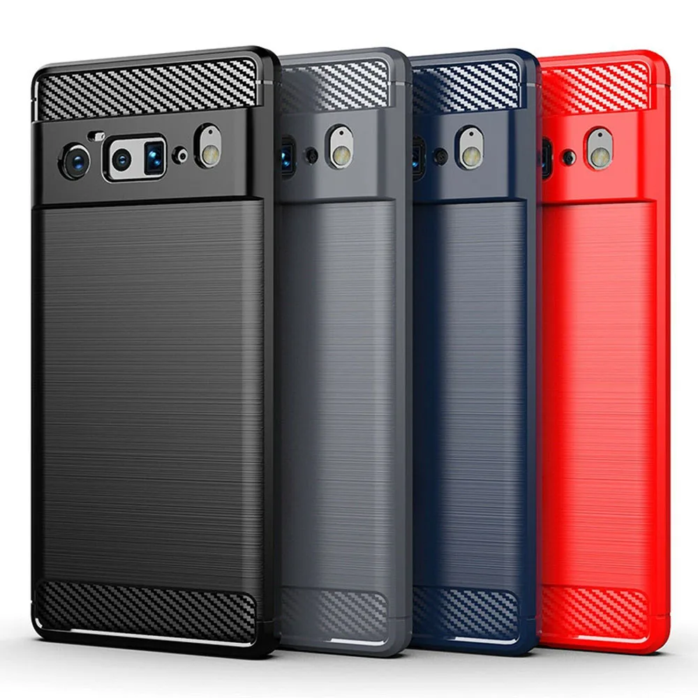 pixel6tpu.jpeg Matte TPU Shockproof Gel Case Cover With Carbon Fibre Effect For Pixel 6 Series