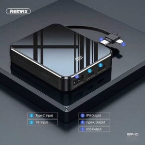 REMAX RPP-101 10000mAh Power Bank Charger Integrated Cables