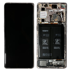 LCD Screen & Touch Digitiser With Frame & Battery For Oppo Find X3 Neo – Silver – OEM Pulled