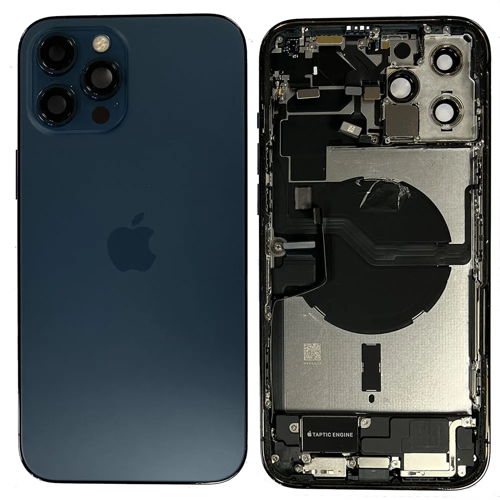 12pmbluehse.jpg Rear Back Housing With Parts For iPhone 12 Pro Max - Blue - OEM Pulled