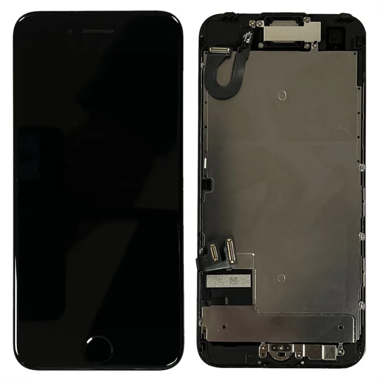 LCD Screen & Touch Digitiser With Front Camera & Speaker For iPhone 7 - Black - OEM Pulled